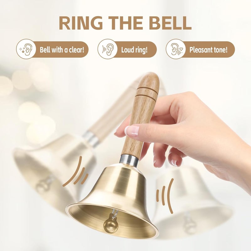 Flezoo Super Loud Hand Bell - Solid Brass Call Bell for Elderly at Home, Wedding, Animal Training, Office, Dinner, Meditation, Musical Teaching and Service(4.33inch) - Image 5